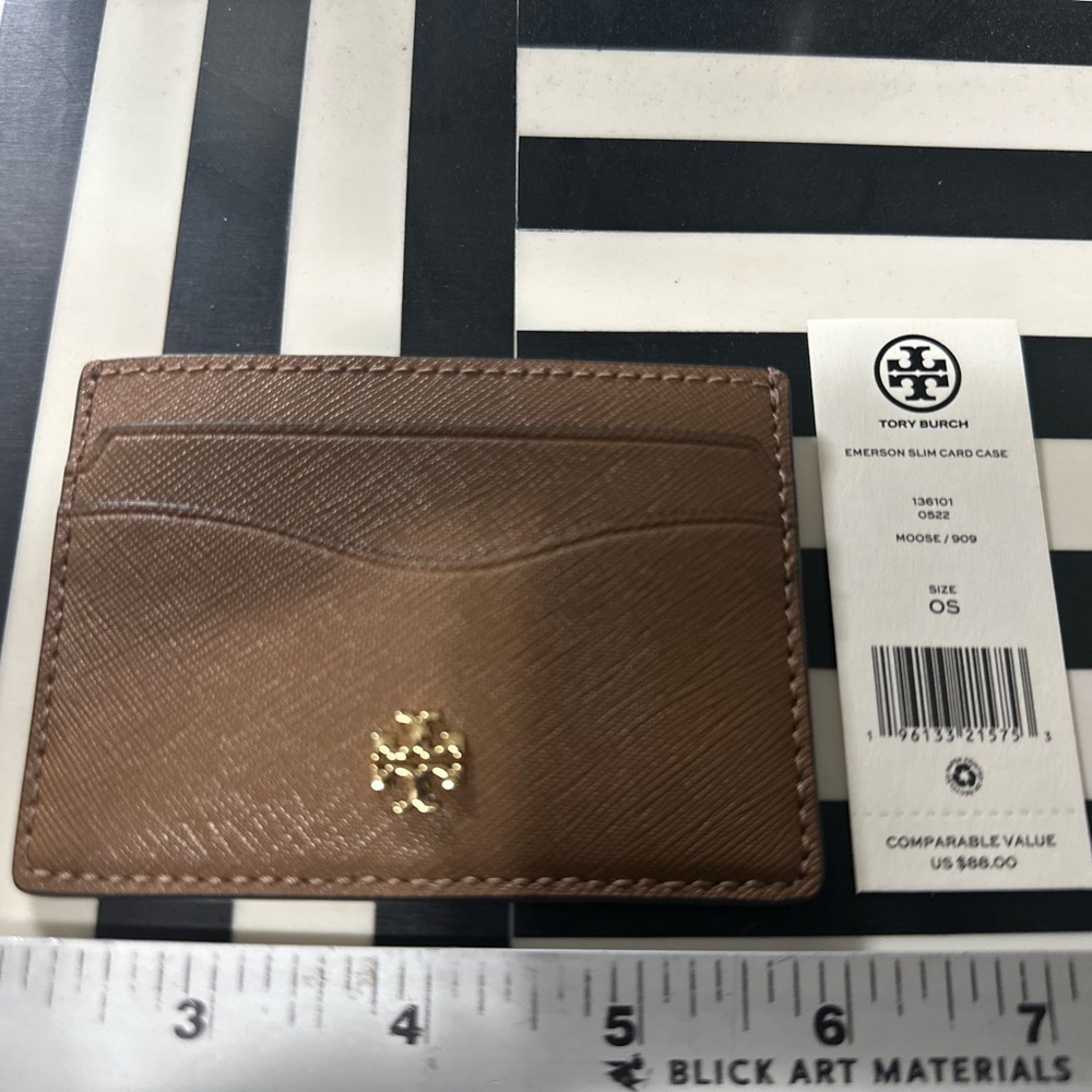 Tory Burch Brown Emerson Slim Card Case